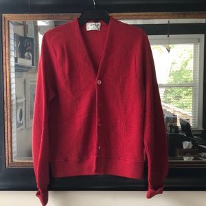 Red Wool Cardigan Sweater